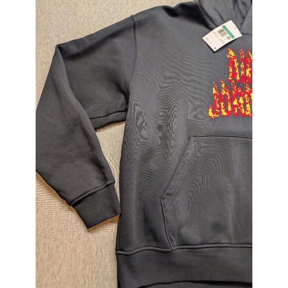New Nike AJ5 Fire Graphic Fleece Pullover Mens Hoodie IQ6967-010 Sz XL - Picture 3 of 8